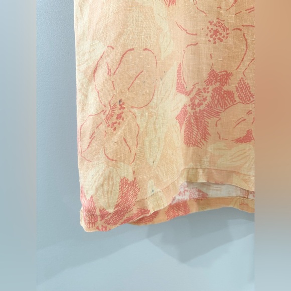 Sigrid Olsen Linen Shift Dress Floral Orange Size 8 - Picture 5 of 6